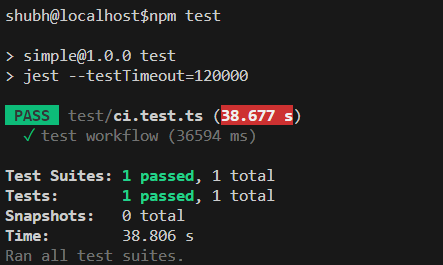 Result of running automated tests on a workflow